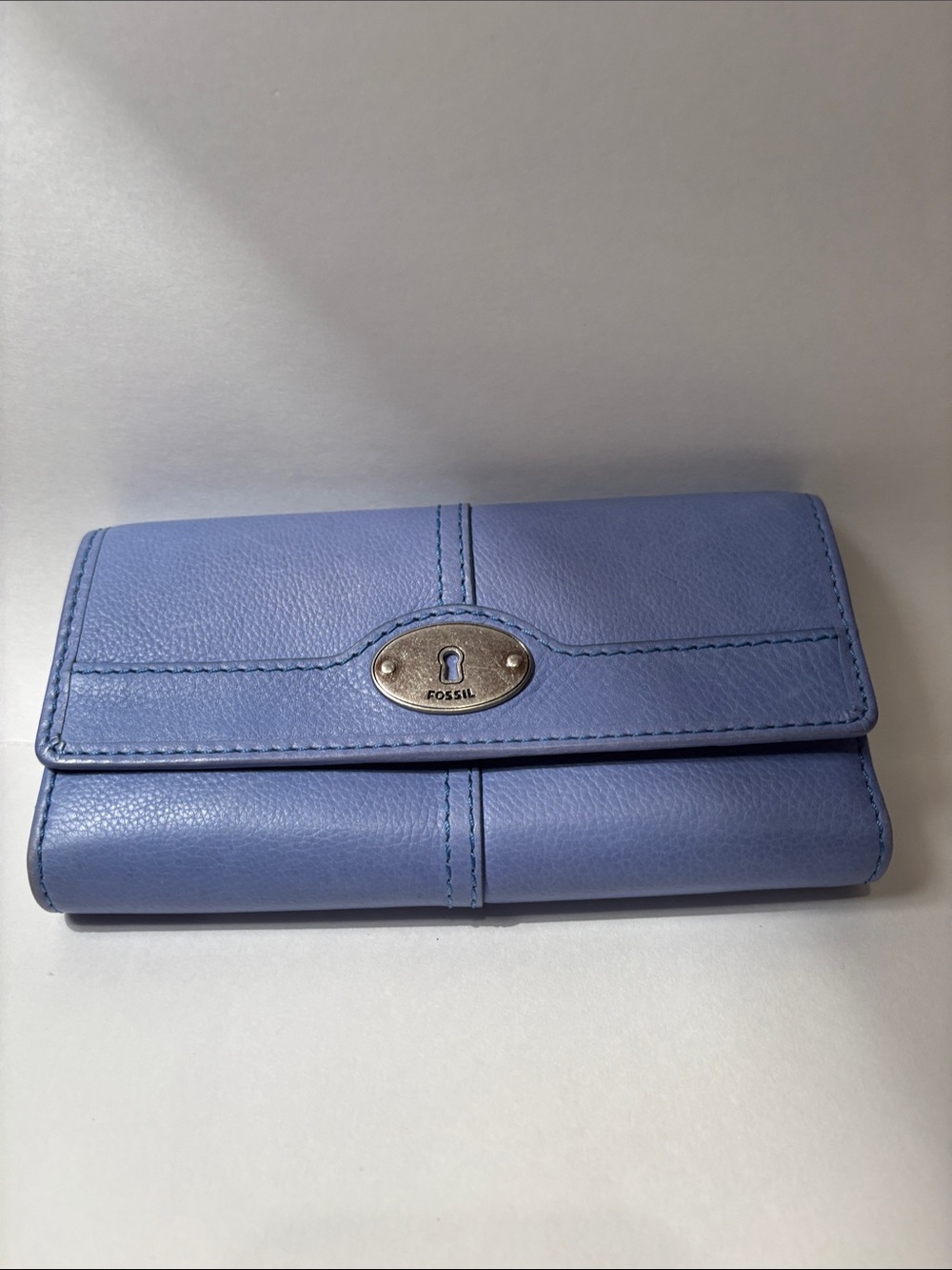 Fossil Periwinkle Leather Wallet with Silver Tone Hardware